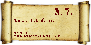 Maros Tatjána névjegykártya
